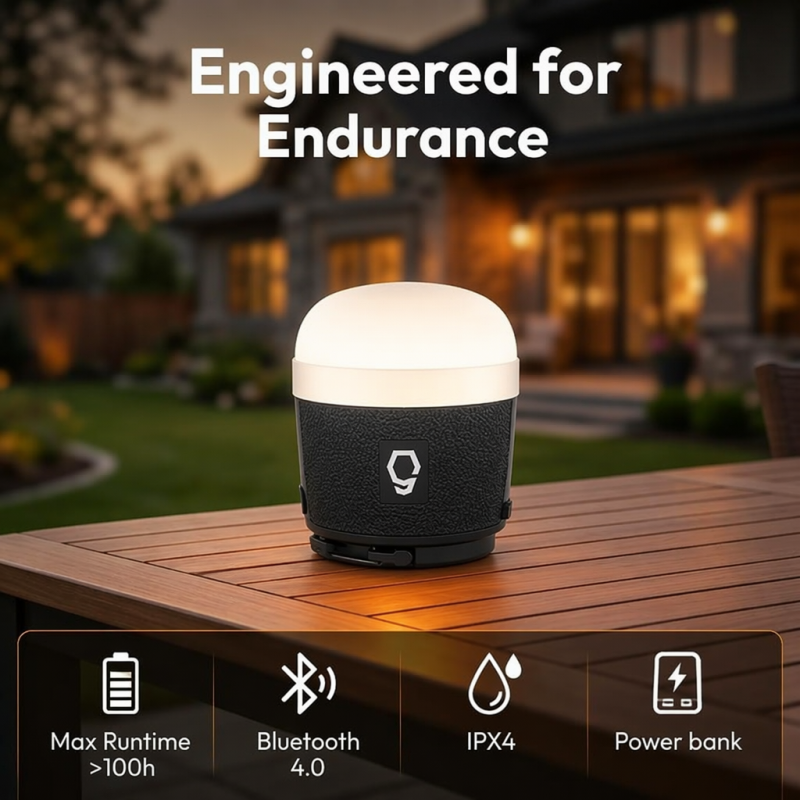 ORVOIS Halo 3-in-1 Outdoor-Campinglampe & Bluetooth-Lautsprecher, Powerbank