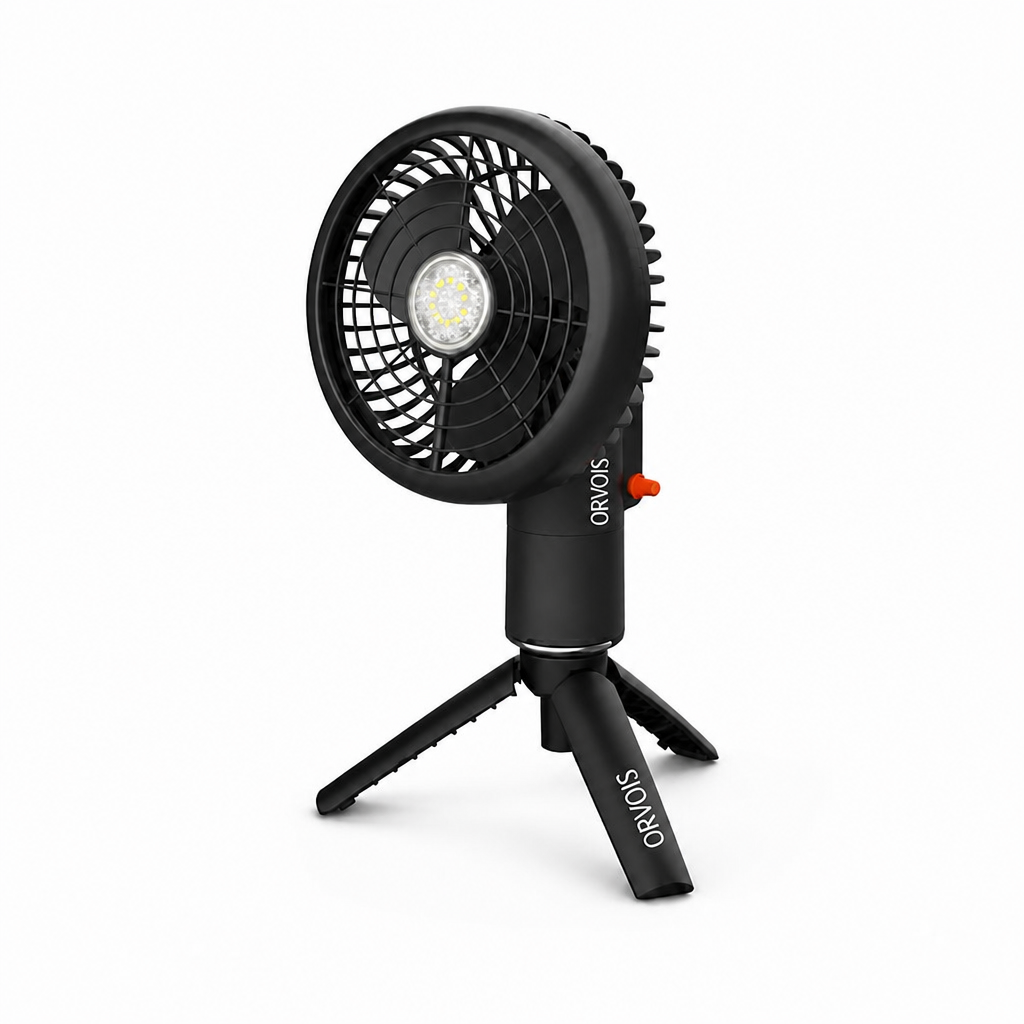 ORVOIS Zephyr 2-in-1 Wiederaufladbarer Tragbarer Ventilator, Camping-Licht