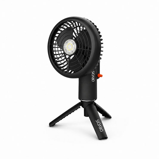 ORVOIS Zephyr 2-in-1 Wiederaufladbarer Tragbarer Ventilator, Camping-Licht
