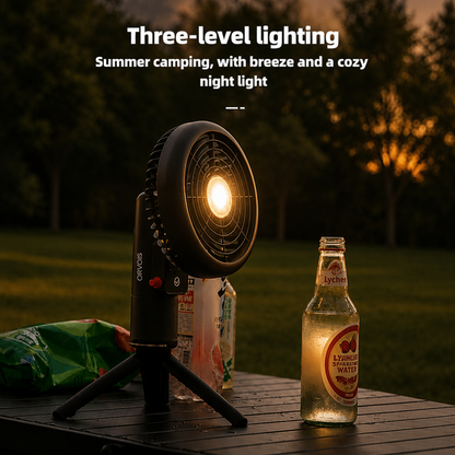 ORVOIS Zephyr 2-in-1 Wiederaufladbarer Tragbarer Ventilator, Camping-Licht